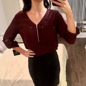 Burgundy work blouse